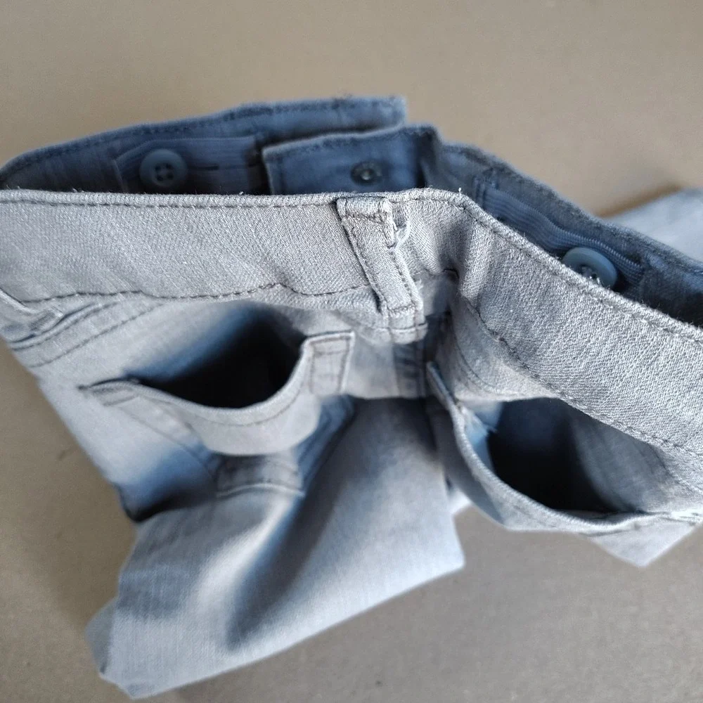 Girls Childrens Place Super‎ Skinny Jeans Size 5 Slim Adjustable Waist Gray Zip